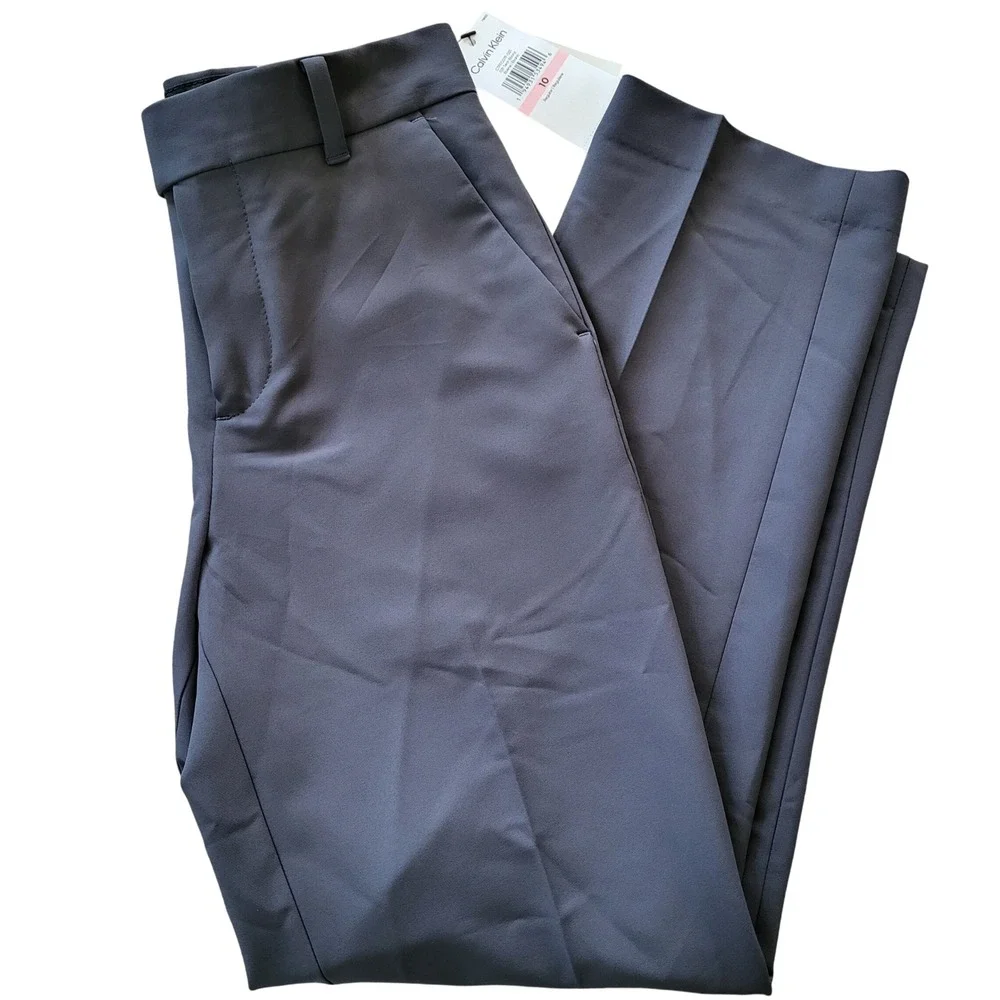 Calvin Klein Kids Flat Front Stretch Slim Fit Pants‎ Gray Size 10 Regular NWT